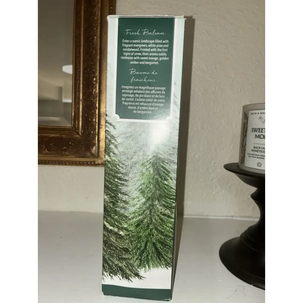 Pier 1 Imports Christmas Reed Diffuser Fresh Balsam New Green Glass